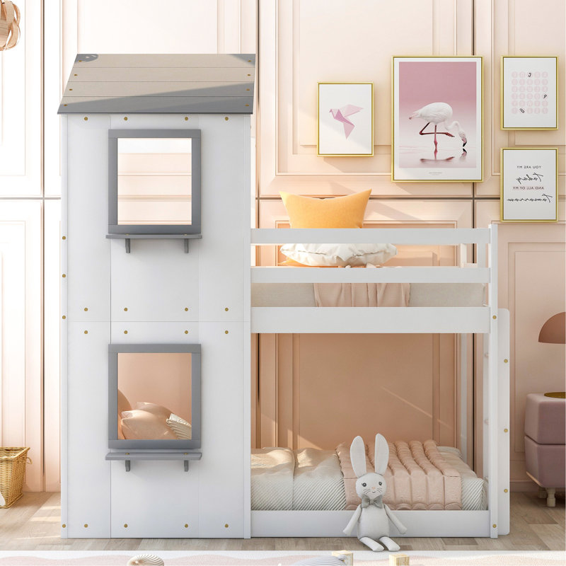 Lit simple superposé en blanc - Espace semi-fermé avec garde-corps pour une nuit de sommeil paisible, Blanc