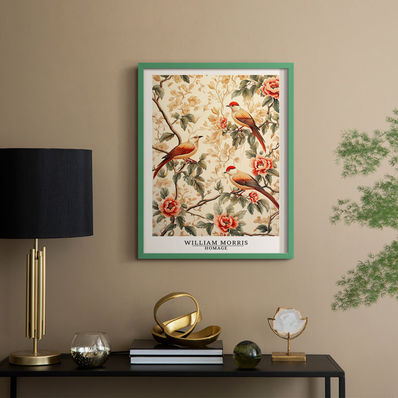 Imprimé encadré en bois massif de la série «XCVII» de William Morris, H 21 po x l 17 po, Vert