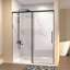 Porte de douche coulissante simple l 60 po x H 72 po, verre fixe de 5 mm et verre coulissant de 6 mm sans cadre, verre trempé transparent, poignée en acier inoxydable, noir mat