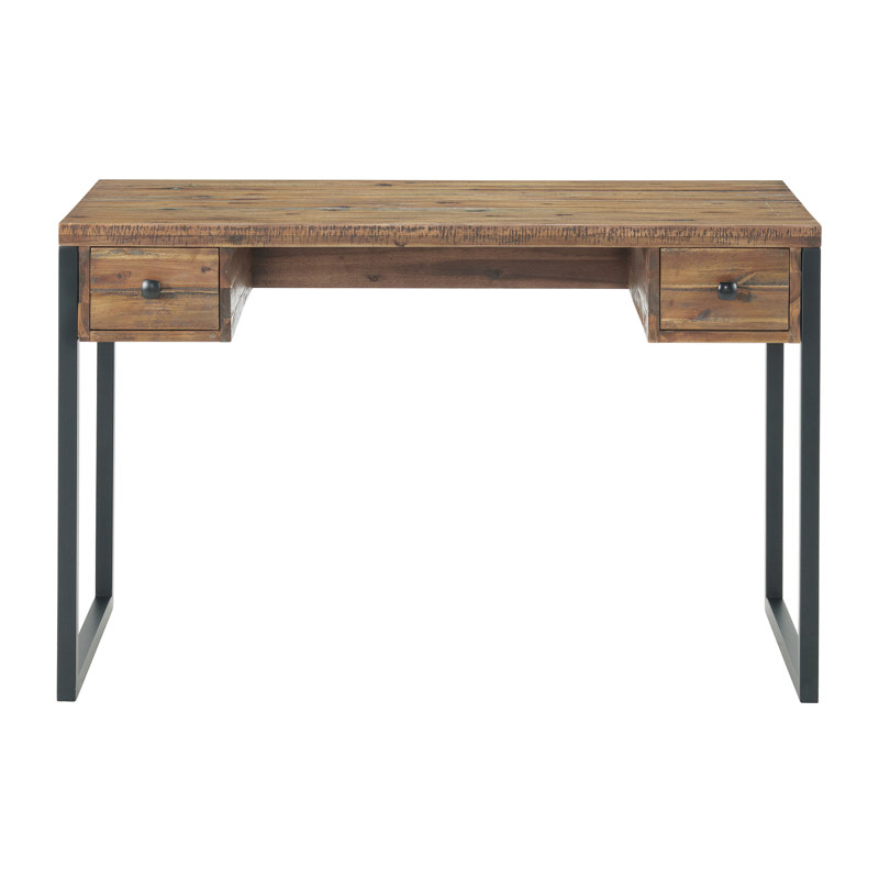 Bureau d'écriture en bois massif avec tiroirs de rangement Sturminster - Finition grain de bois naturel