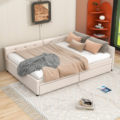 Ronnal Two Drawers Wooden Platform Bed with USB