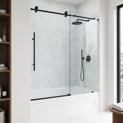 Elan E-Class 56-60" W x 66" H Sliding Frameless Tub Door with 3/8" Clear Glass