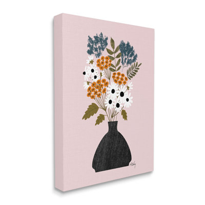 «Bold Mixed Flowers Bohemian Spring Vintage Pot Stretched» par Anne Bailey Art
