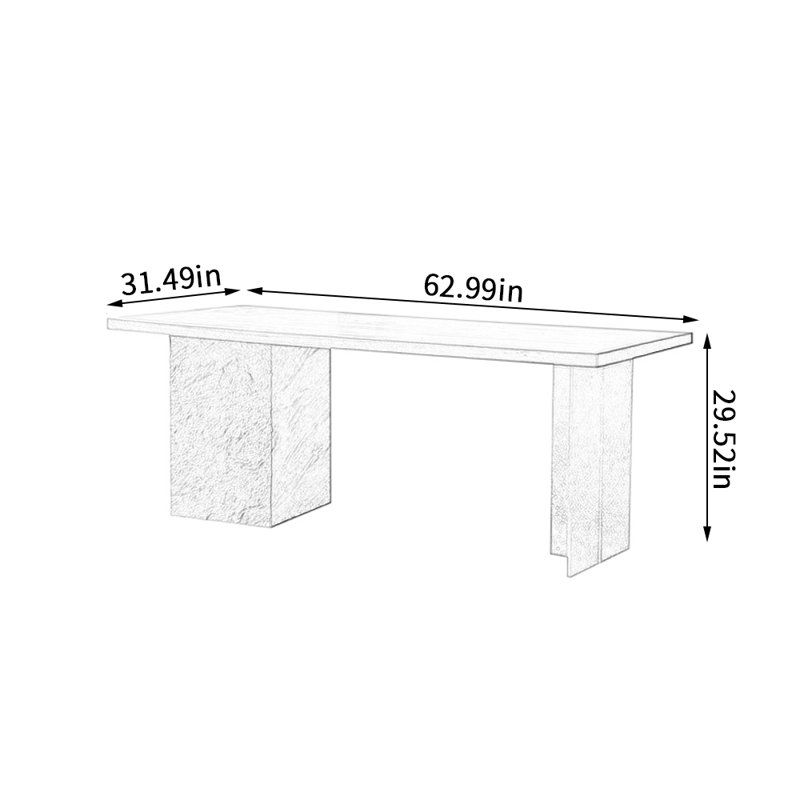 Oak Solid Wood Top Dining Table, 31.49" W x 62.99" L