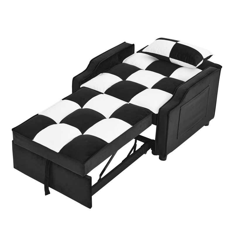Canapé-lit convertible 3 en 1 pour salon, Noir / blanc