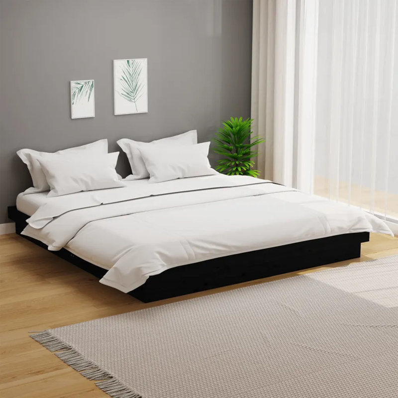 Bed Frame Solid Wood, Brown, European Kingsize (160 x 200cm)