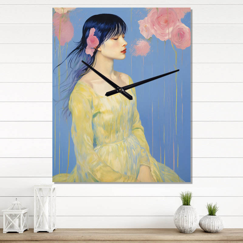Elegant Pasian Lady Blossoming Pink Roses - Horloges murales roses, Grand