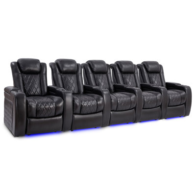 Upholstered Home Theater Seat with Cup Holder