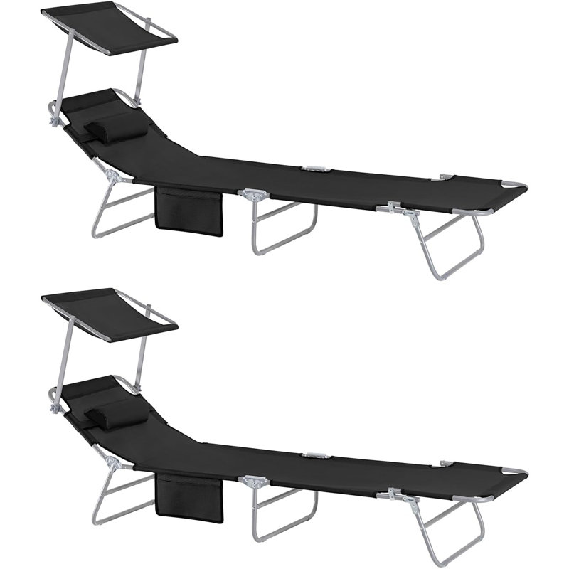Elmhurst 195 cm Long Reclining Chaise Lounge Set with Cushions, Black