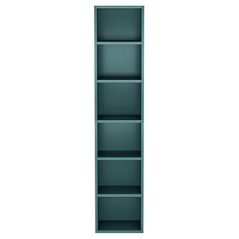 Bibliothèque en coin 70,9 po à 6 niveaux étroits pour salon, bureau, chambre à coucher, Blue
