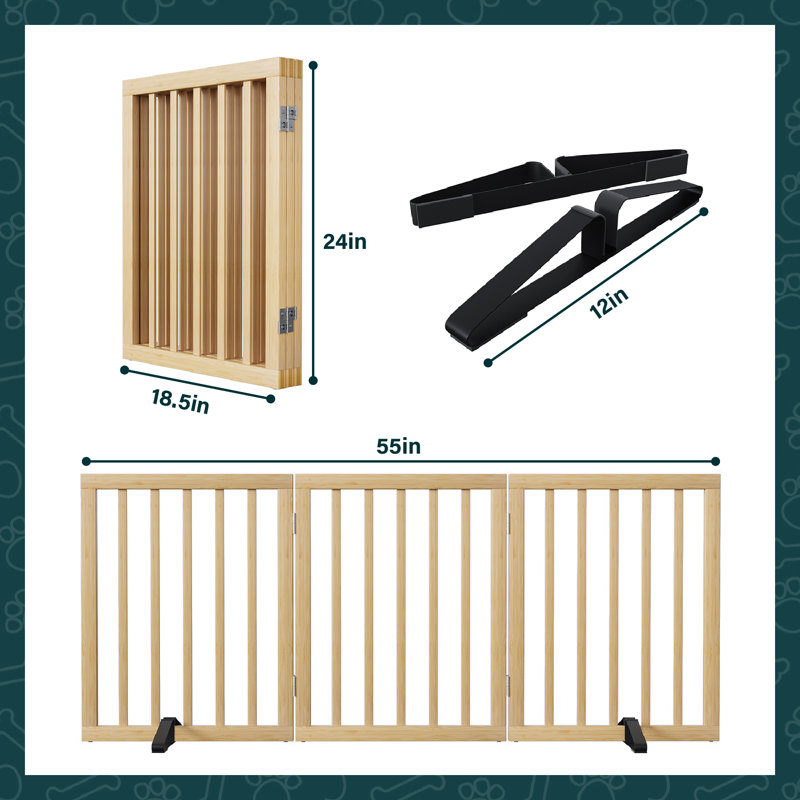Bamboo Free Standing Pet Gate, Natural