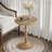 Farmhouse Round End Table With Carved Top