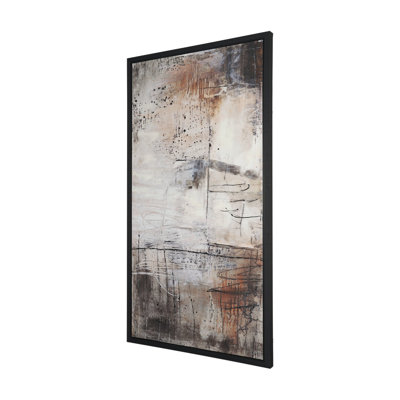 «Blk Wht Bronze» par Jennifer Goldberger, toile encadrée texturée embellie à la main