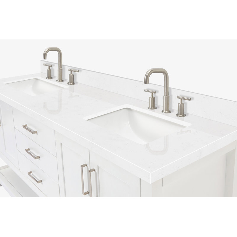 ARIEL Magnolia 72 Double Bathroom Vanity with Top, White, Rectangular