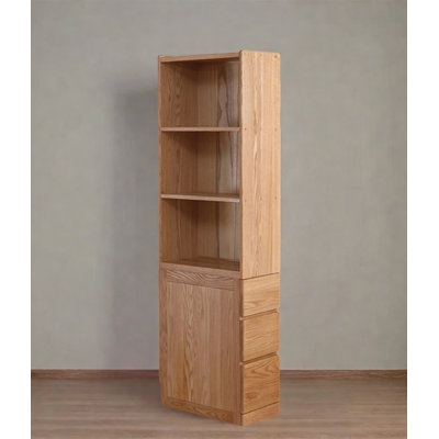 Narrow Solid Wood Display Cabinet with Side Drawers
