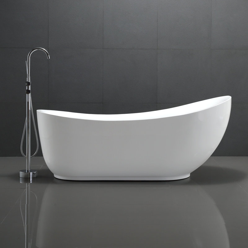 Baignoire de trempage autoportante en acrylique à fond plat 71 po. X 35 po. Talyah Series