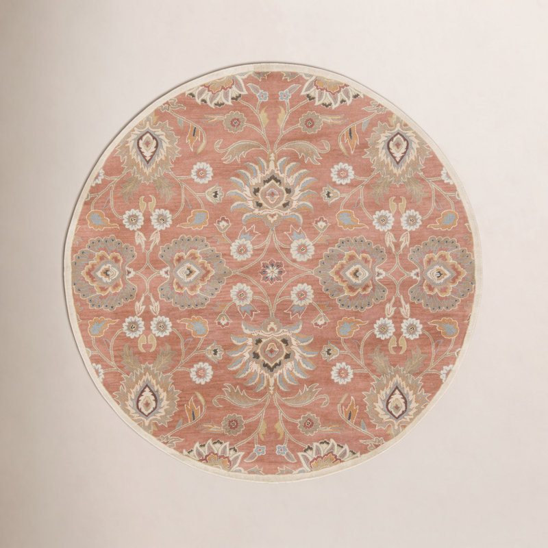 Tapis orange en laine touffeté à la main Arden, Rond 8 pi