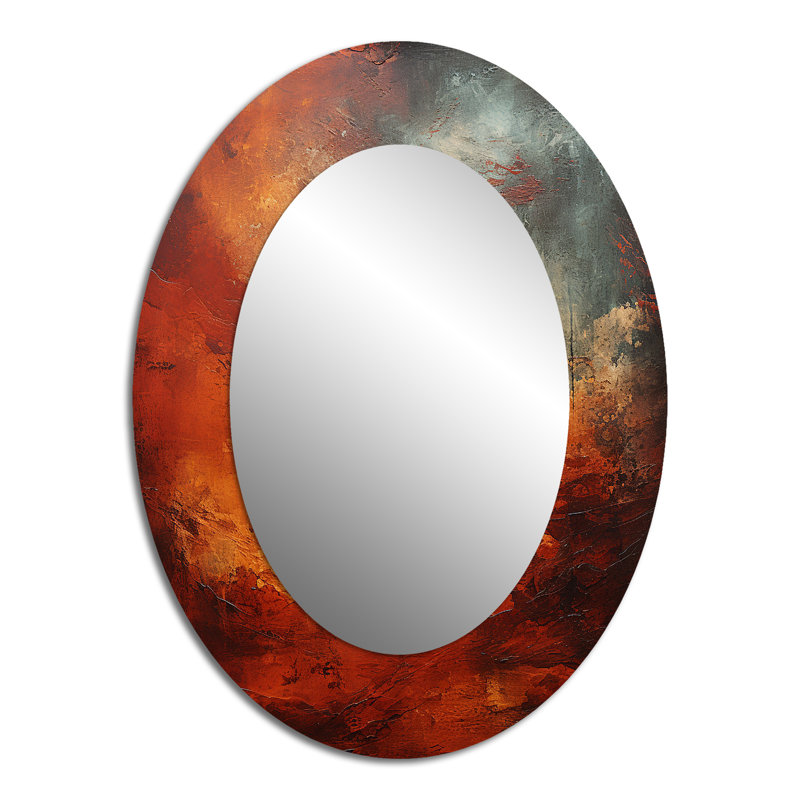 Marron Mars mystère planète I - notre grand système solaire miroir, miroir mural décoratif rouge, art imprimé en métal, Ovale