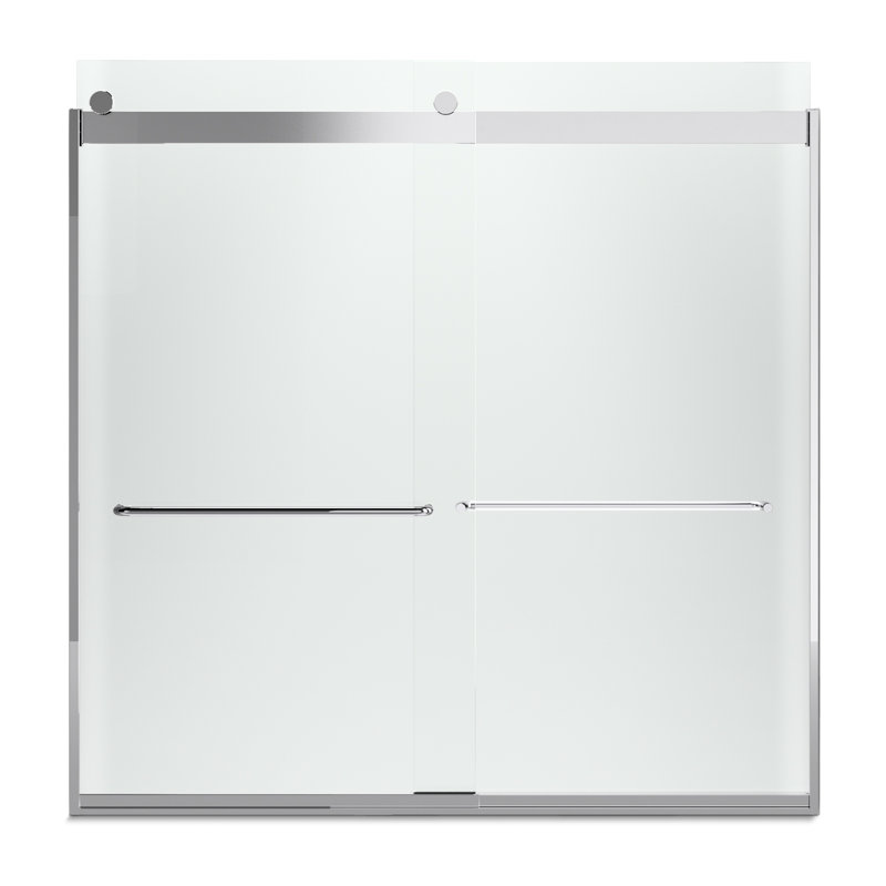 Levity 59.63" x 59.75" Bypass Bath Door with CleanCoat® Technology, Crystal Clear, Bright Silver