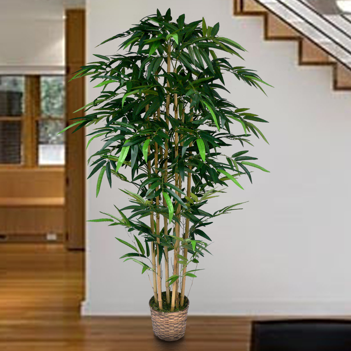 Freeport Park® Tall High End Realistic Silk Bamboo Tree in Basket