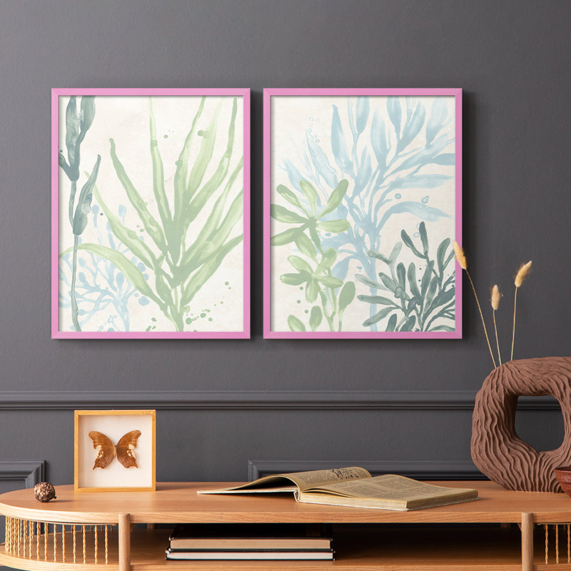 «Swaying Seagrass I-Premium», reproduction encadrée prête à accrocher - aucun clou requis - aucun clou requis, Rose