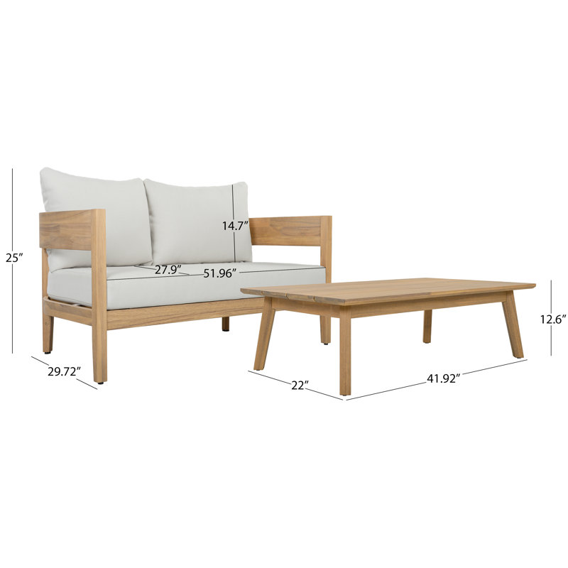 Kaiiden Patio Bench + Table, Oak