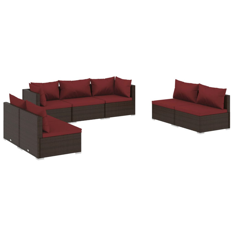7 Piece Lounge Sofa Seating Group, Cinnamon Red, Brown