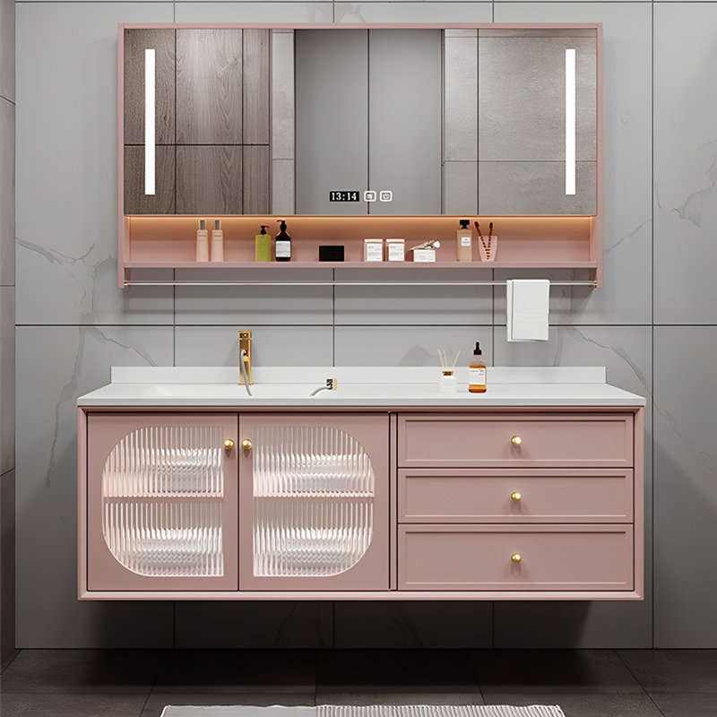 French style modern simple bathroom cabinet, 47", Pink