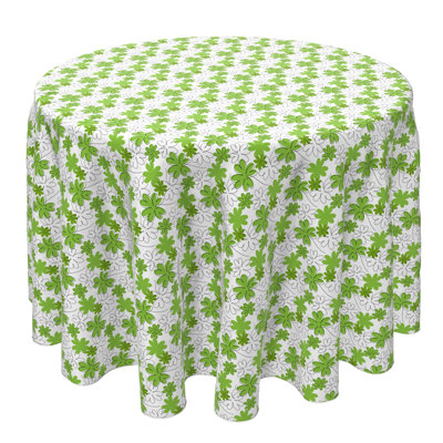 Round Floral Cotton Twill Tablecloth