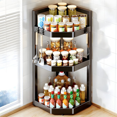 Étagère de coin pour épices pour comptoir de cuisine, tablette de rangement peu encombrante pour pots à épices, condiments et articles de cuisine essentiels