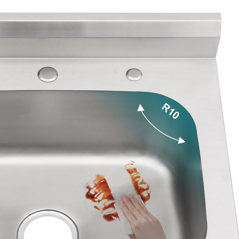 Grand évier utilitaire en acier inoxydable 25 po x 22 po, évier de restaurant commercial autoportant, évier utilitaire pour salle de lavage, garage, cuisine