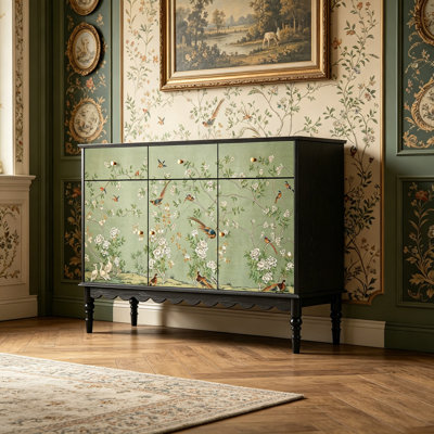 Coffre de rangement en bois à motif chinois