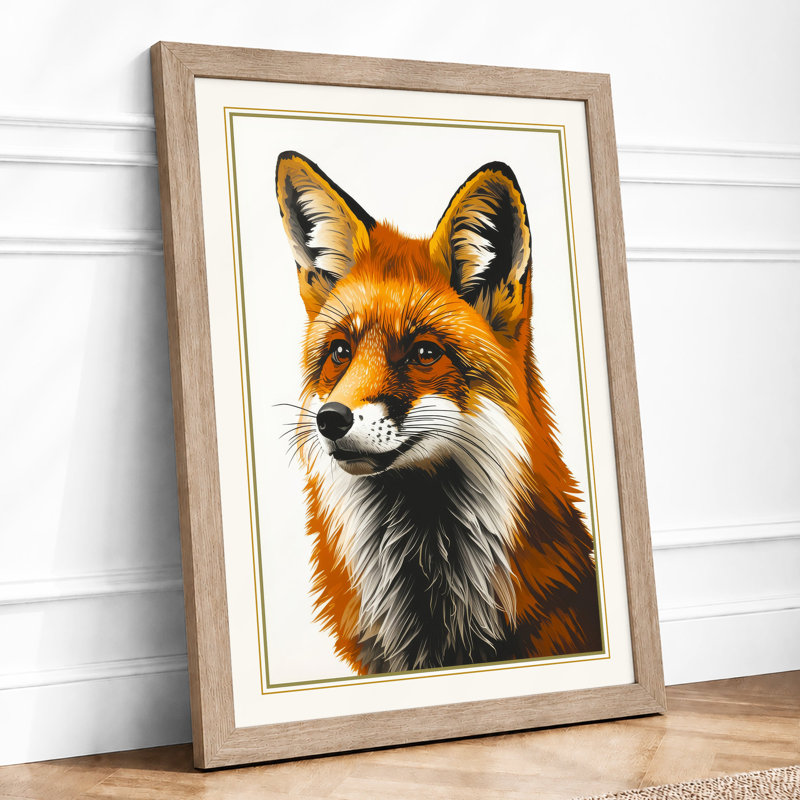 Fox Study Boho - Framed Print, A2 - 59.4 x 42.0 cm, Oak