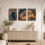 Ensemble de 3 toiles murales à motifs minéraux bleus et cuivrés tourbillonnants-1651833345