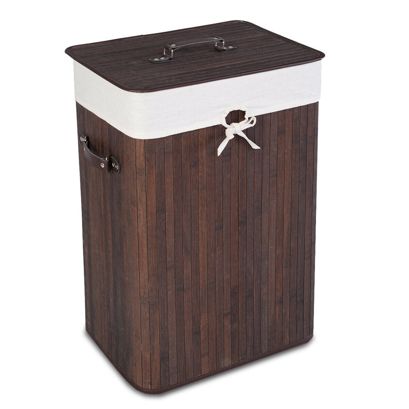 Bamboo Laundry Hamper with Handles, Brown
