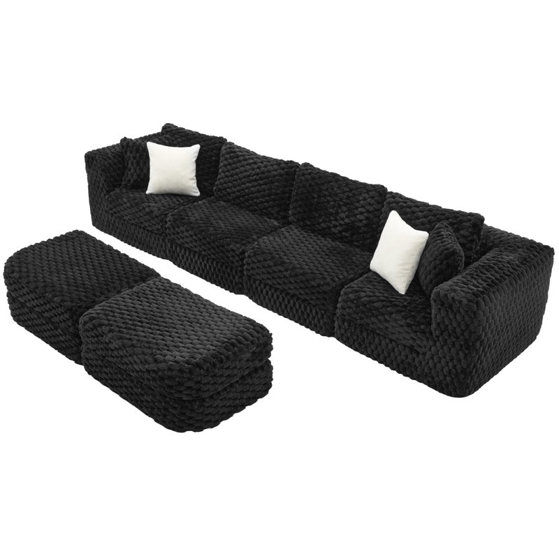 Canapé modulaire modulaire, canapé désossé Canapé modulaire confortable avec deux repose-pieds mobiles pour le salon, café