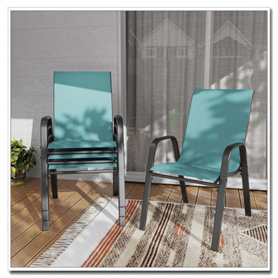 Ensemble de chaises d'extérieur 4 pièces avec siège large, capacité de 350 lb et tissu imperméable Teslin