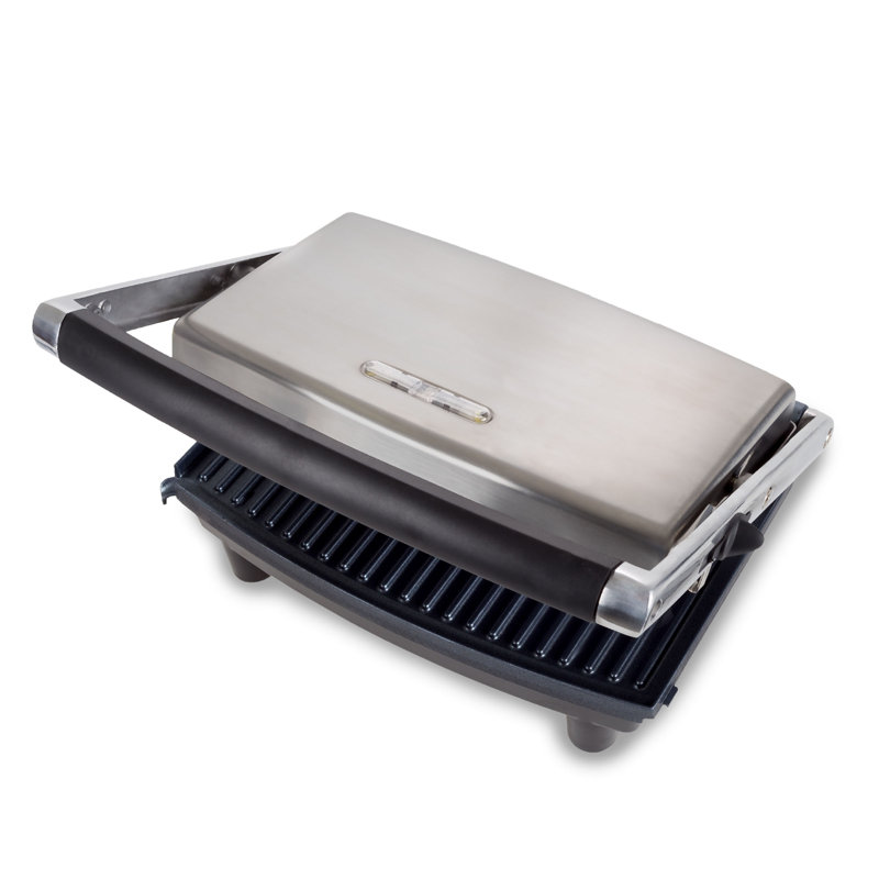 Panini Press Gourmet Fromage grillé et machine à sandwich - Gril d'intérieur électrique avec plateau d'égouttage pour des options de cuisson saines (argent)