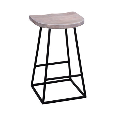 Tabouret de bar 17 po en bois massif 17 étages Evis, blanc