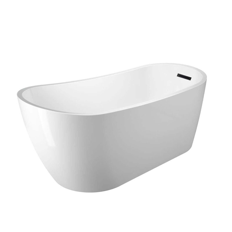 Julia 66'' x 28.37'' Soaking Acrylic Bathtub, White/Matte Black 