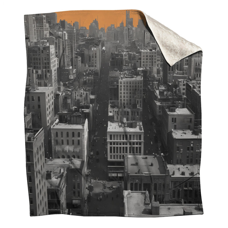Couvertures orange City Skyline, 50 po L x 60 po H