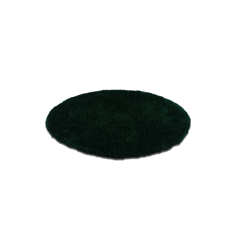 Handmade Cozy rug in dark green, Round 100cm