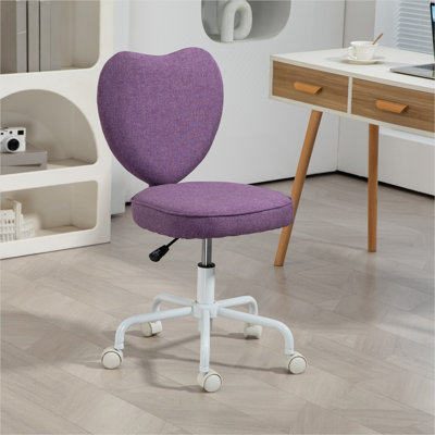 Chaise de travail riche rembourrée avec dossier en forme de cœur et réglage pneumatique de la hauteur, lin et mousse