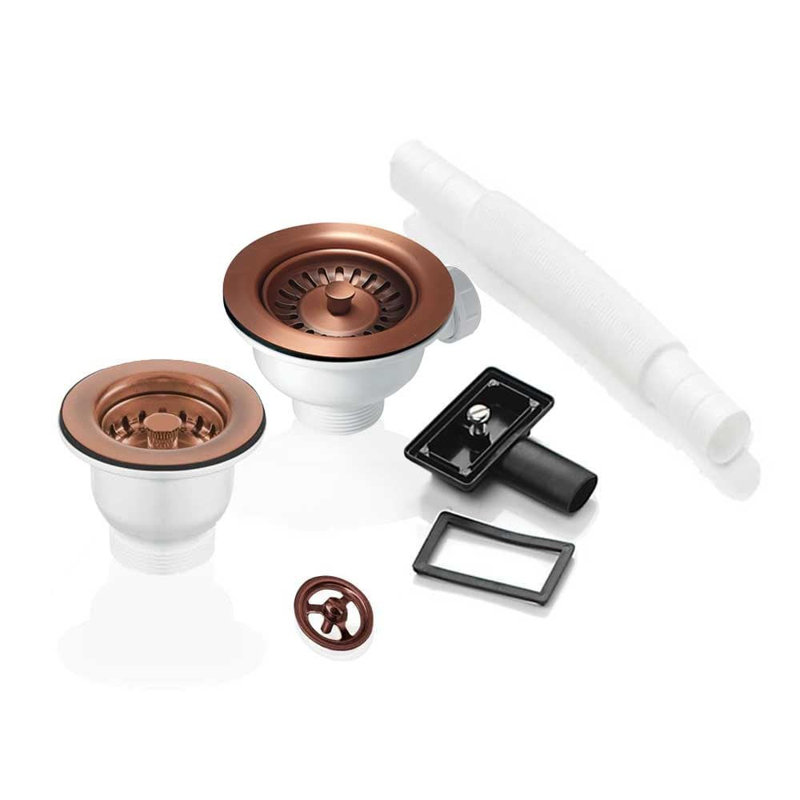 90 & 65Mm Basket Strainer Waste For Astini, RAK, Rangemaster Ceramic Sink, Copper