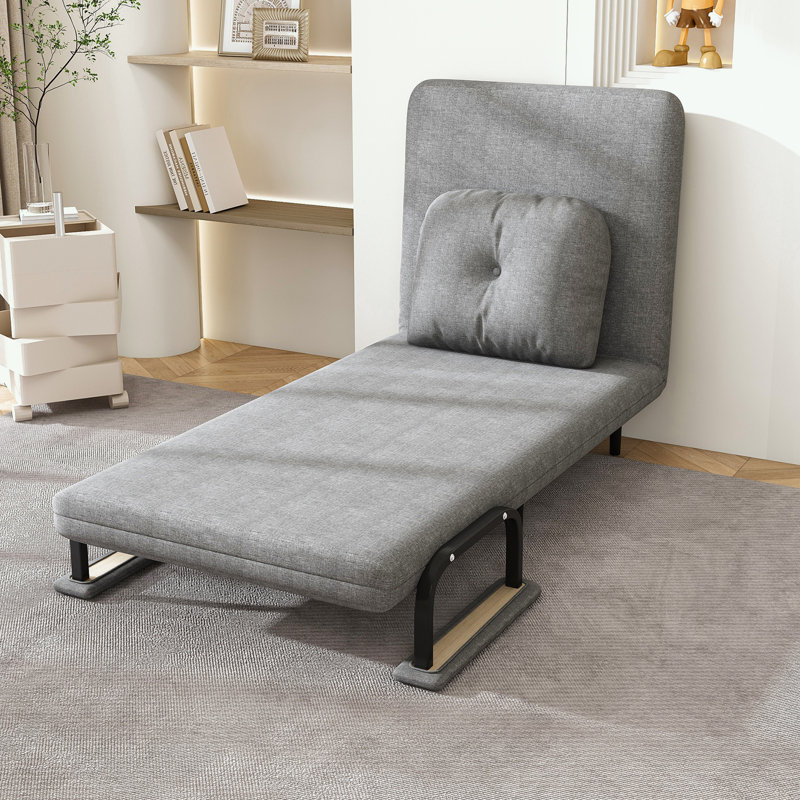Chaise longue avec dossier réglable et coussin, Gris, Noir