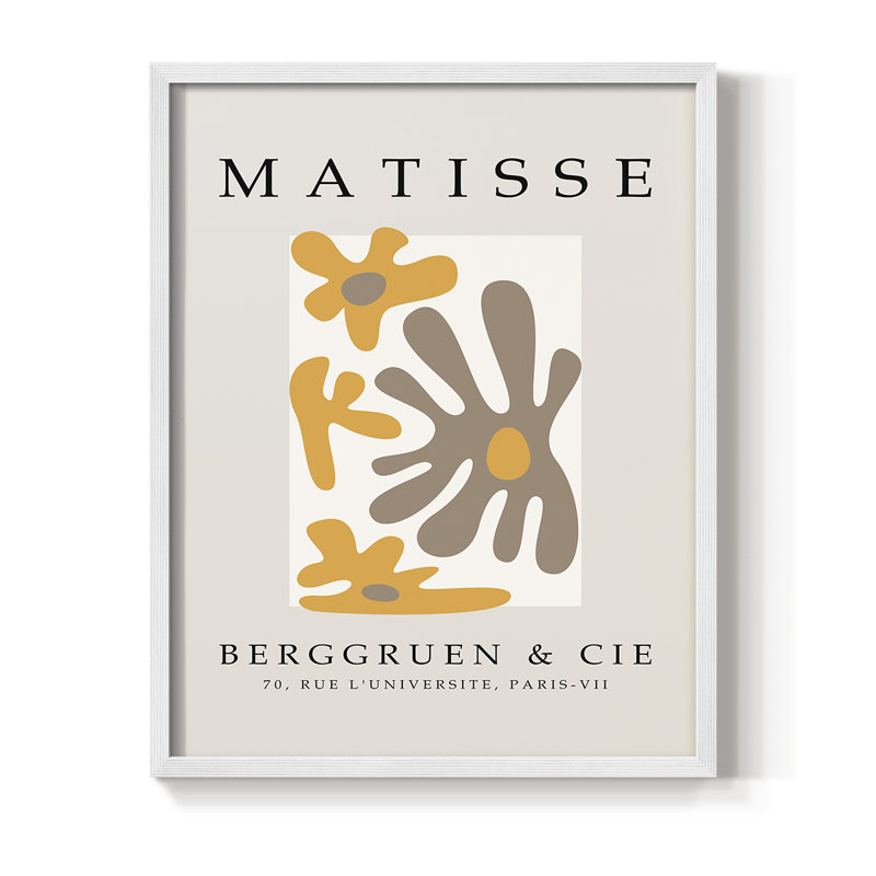 Matisse CCCXLIII Framed Print - Solid Wood, White, 14" H x 11" W