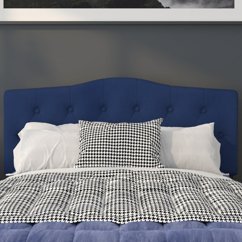 Ciriaca Arched Button Tufted Upholstered Headboard, Full, Navy
