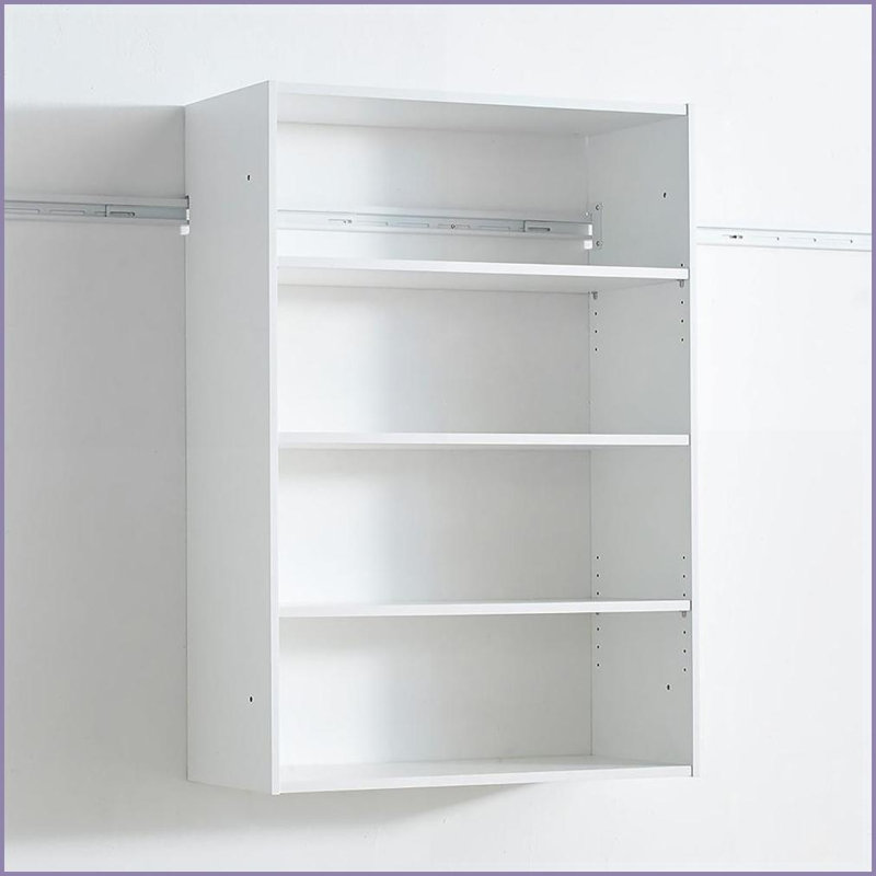 Closet Systems: Devi Modern Modular Wall-Mounted Closet, Warm Oak Finish | White | Wood, White