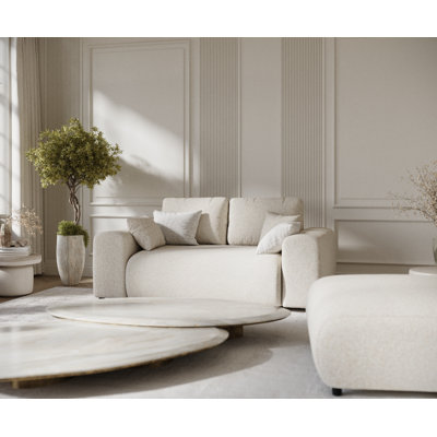 Two-seater square arms loveseat sofa