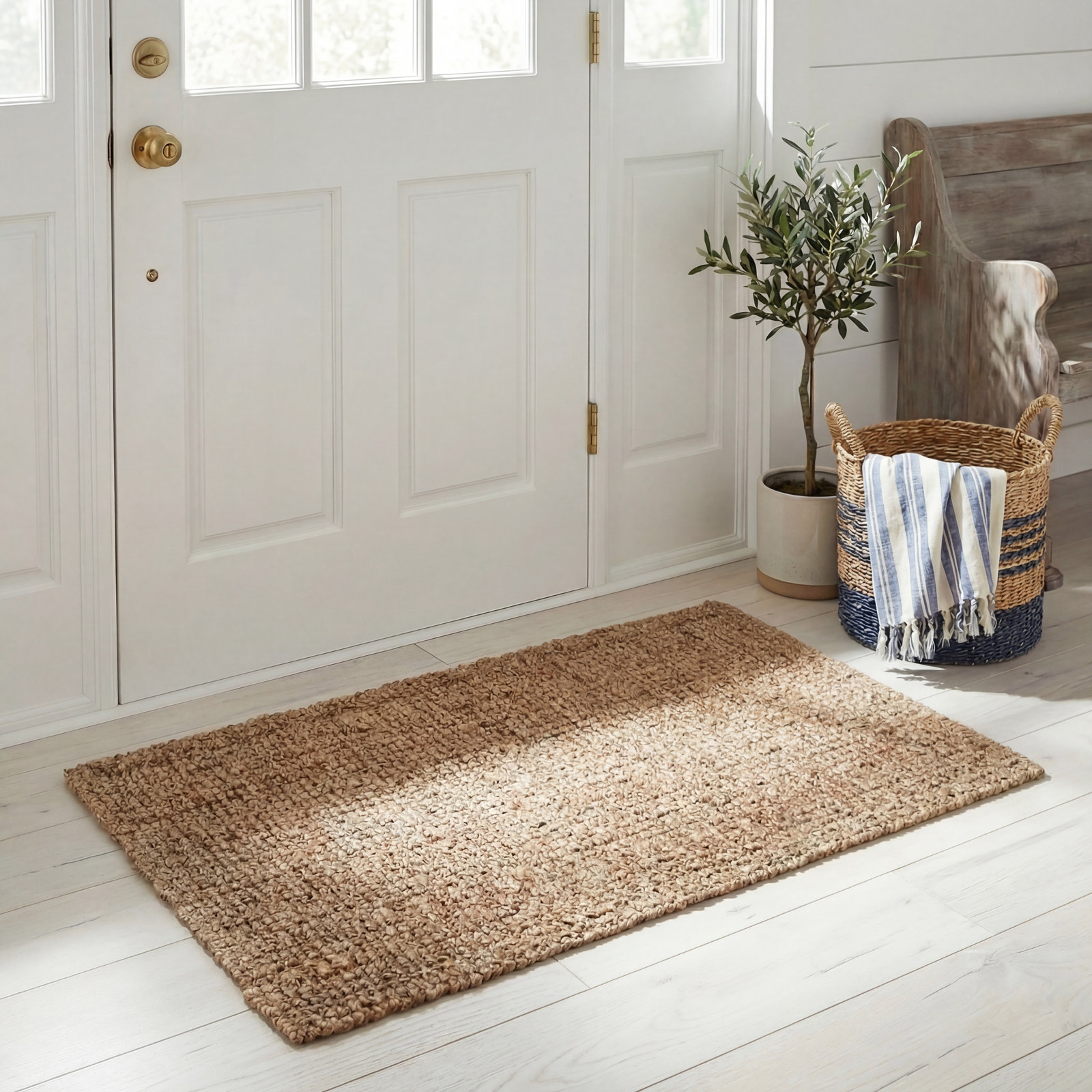 Alda Natural Gray Hand-Woven Jute Rug, Rectangle 2'6" x 4'